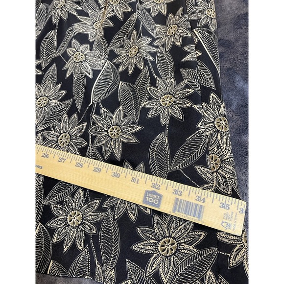 Vintage 90s Floral Midi Skirt Womens Size XL Petite Black Modest Flowy Secretary - Picture 6 of 6